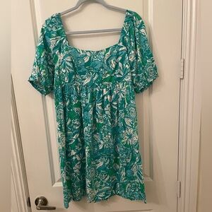 Lilly Pulitzer Green and White Tropical Print Dress